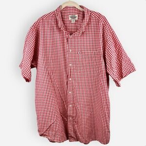 Ralph Lauren Jeans Red White Gingham Short‎ Sleeve Button Down Shirt 2X Tall 2XT